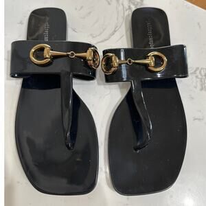 Jeffrey Campbell Women's Black A Lil Bit Jelly Thong Sandal, Size 8, EUC